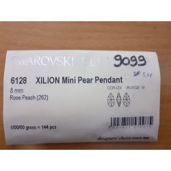 Mini Pear Pendant 8 mm, Rose Peach, 144 pièces